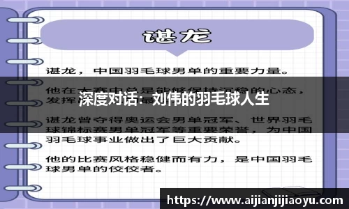 深度对话：刘伟的羽毛球人生