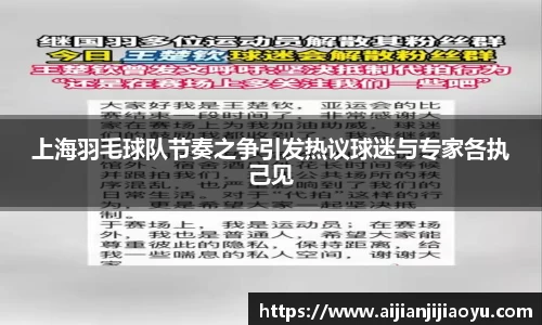 上海羽毛球队节奏之争引发热议球迷与专家各执己见