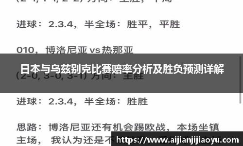 日本与乌兹别克比赛赔率分析及胜负预测详解